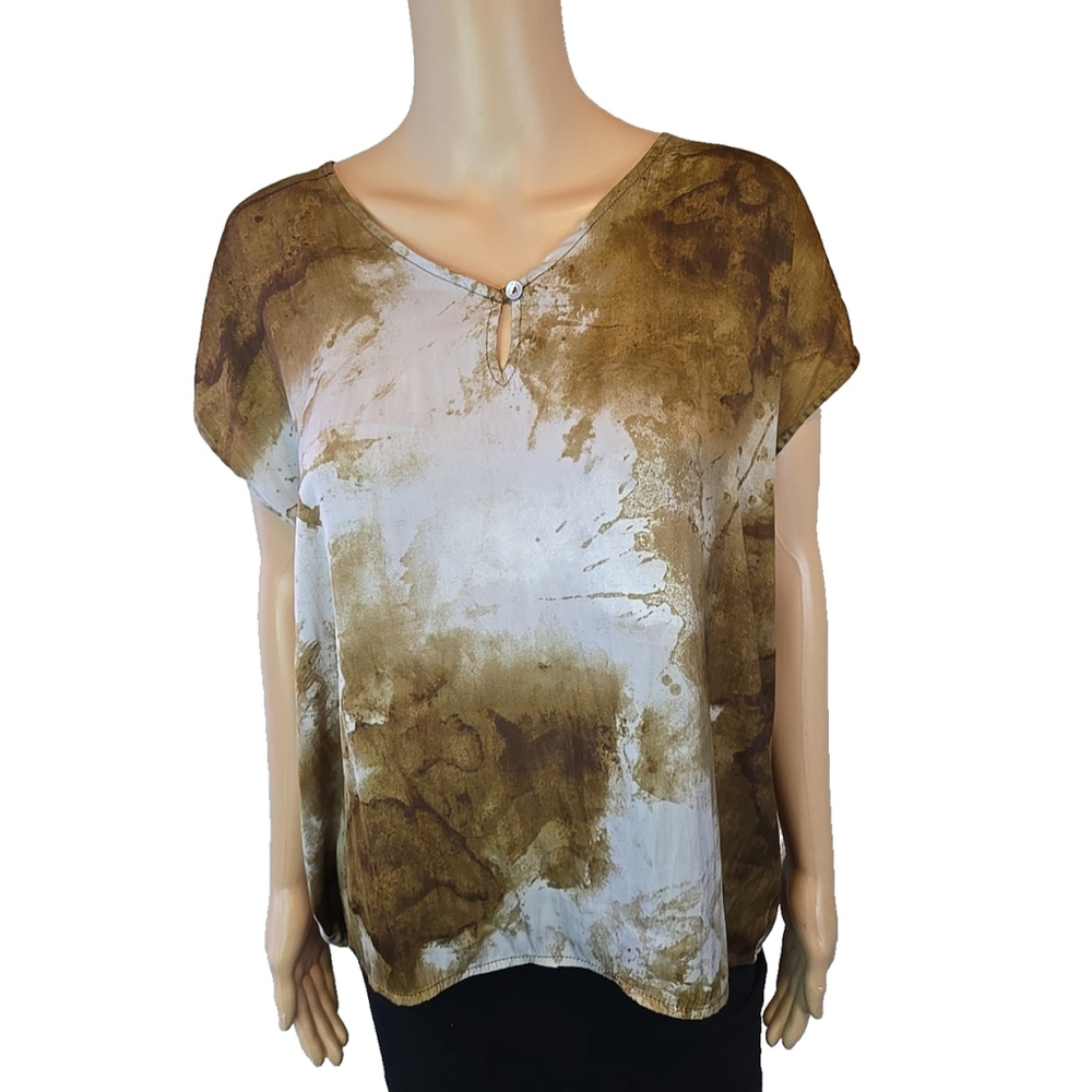 Grade And Gather Women's Tie Dye V-Neck Short Sleeve Top Size Medium